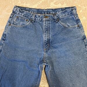 Carhartt Denim Blue Jeans 35 x 32 flannel lined used but not worn except hems